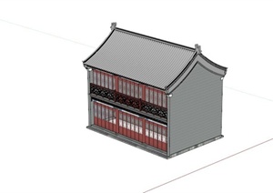 古典中式两层住宅建筑SU(草图大师)模型