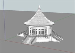 某古典中式风格圆形大殿建筑设计SU(草图大师)模型
