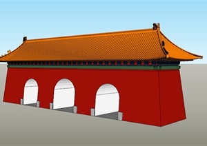 紫禁城大红门大门设计SU(草图大师)模型