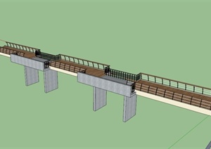 现代木栈道桥设计SU(草图大师)模型