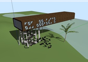 某现代风格滨水集装箱式住宅楼设计SU(草图大师)模型
