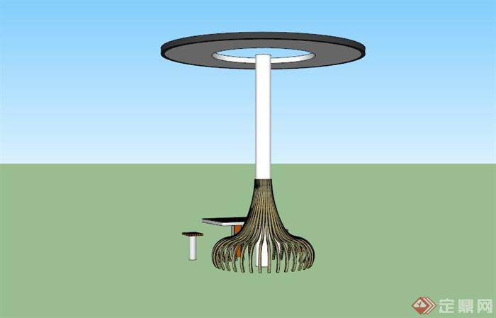现代独特休闲亭子SU模型(3)
