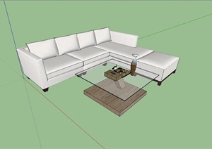 某现代时尚风格室内沙发茶几组合设计SU(草图大师)模型