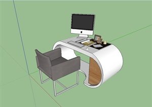 某现代办公室经理办公桌椅设计SU(草图大师)模型