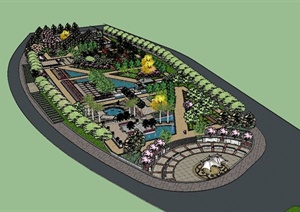 某现代风格休闲娱乐公园景观设计SU(草图大师)模型