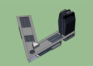 现代简约汽车客运站建筑SU(草图大师)模型