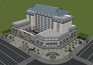 某新古典政府办公楼设计SU(草图大师)模型