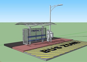 现代风格公交站设计SU(草图大师)模型