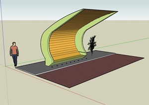 某现代简单的公交站设计SU(草图大师)模型
