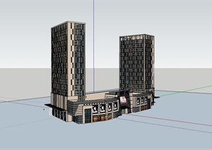 某现代商业楼、写字楼综合设计SU(草图大师)模型