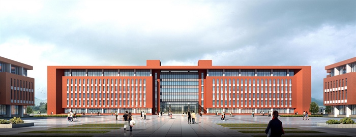 某大学中心教学楼建筑方案设计(含cad平立剖、效果图）(1)