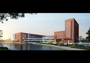 某大学图书馆报告厅建筑方案设计(含cad平立剖、效果图）