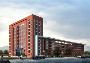 某大学综合办公楼建筑方案设计(含cad平立剖、效果图）
