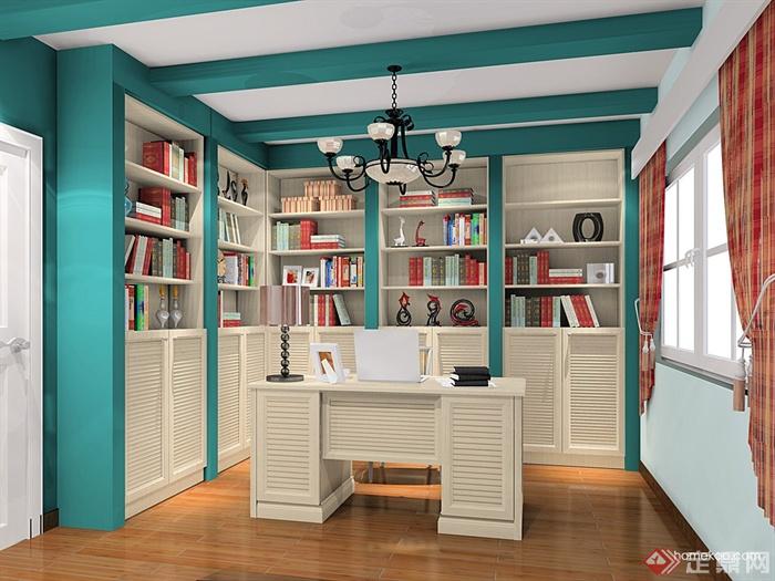 书房,书柜,书桌椅
