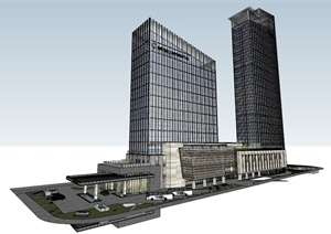 杭州某沙洲际国际酒店建筑SU(草图大师)模型