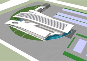 现代风格汽车站建筑设计SU(草图大师)模型