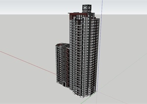 现代某高层住宅楼设计SU(草图大师)模型