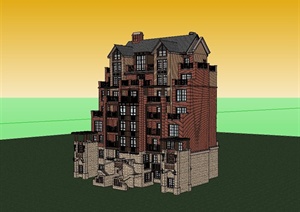 新古典风格小区住宅楼设计SU(草图大师)模型