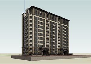 某小区新古典风格住宅楼设计SU(草图大师)模型