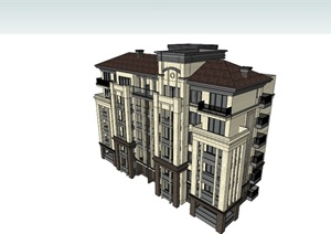 某欧式花园洋房住宅建筑SU(草图大师)模型
