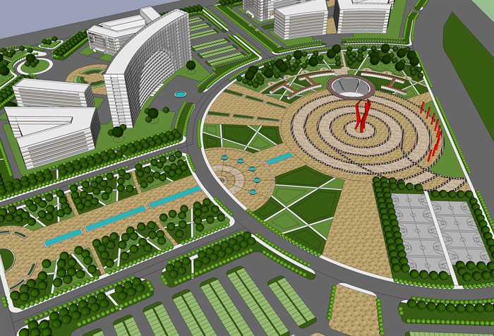 某简约城市广场设计SU模型