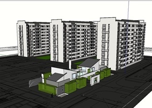 某小区现代住宅建筑及规划设计SU(草图大师)模型