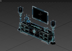 某现代中式室内电视柜设计3d模型