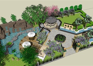 某欧式风格精细庭院景观设计SU(草图大师)模型