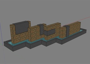 阵列式景墙水池设计SU(草图大师)模型