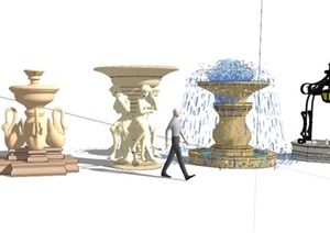 四个欧式水景喷泉设计SU(草图大师)模型
