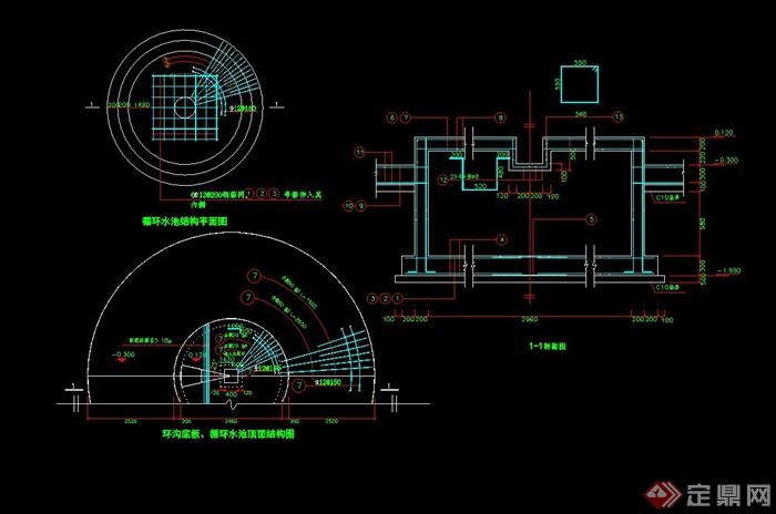 某现代循环水池设计cad方案图