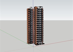 某现代风格高层住宅楼设计SU(草图大师)模型