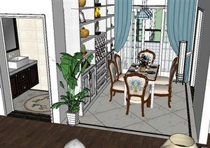 某欧式住宅空间详细装饰设计SU(草图大师)模型