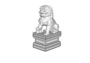 石头狮子雕塑小品SU(草图大师)模型