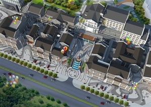 某欧式风格商业建筑、办公建筑及商业街设计SU(草图大师)模型