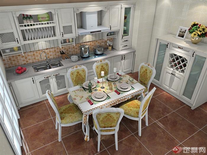 厨房设计,橱柜,洗菜池,餐桌组合