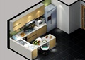 厨房,厨房餐柜,厨房设施,冰箱,桌椅