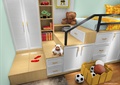 儿童房设计,床,台阶,储物柜,书柜