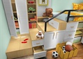 儿童房设计,衣柜,台阶,储物柜,床