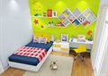 儿童房设计,床,书桌,床头柜