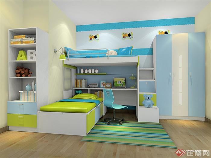 儿童房,榻榻米式床,置物柜,衣柜