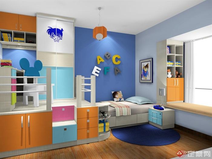 儿童房设计,床,游戏区,衣柜