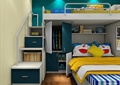 儿童房设计,高低床,台阶,衣柜