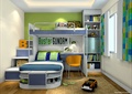儿童房设计,高低床,书桌,书柜