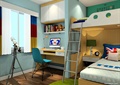 儿童房设计,高低床,书桌,楼梯