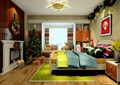 儿童房,床,飘窗,圣诞树,装饰画