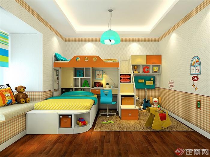 儿童房,高低床,榻榻米式床,飘窗