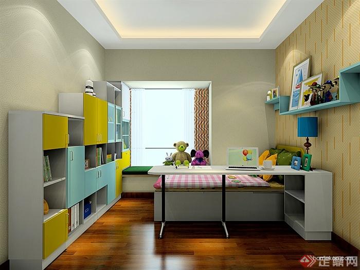 儿童房,儿童床,书柜,柜子