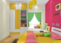 儿童房设计,床,衣柜,飘窗
