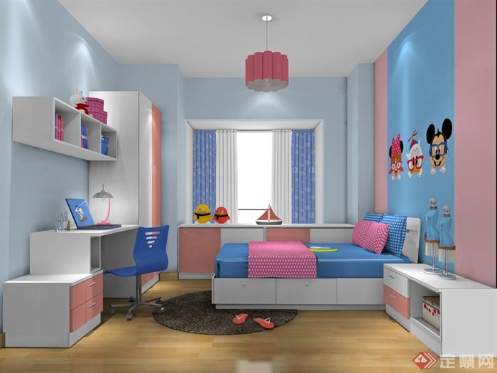 儿童房,榻榻米式床,衣柜,桌椅,床头柜